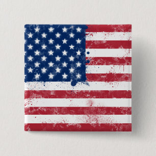 Bóton Quadrado 5.08cm Splatter Painted American Flag