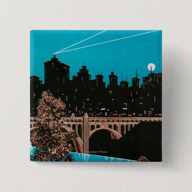 Bóton Quadrado 5.08cm Spokane Advertising Poster #1Spokane, WA (Frente)