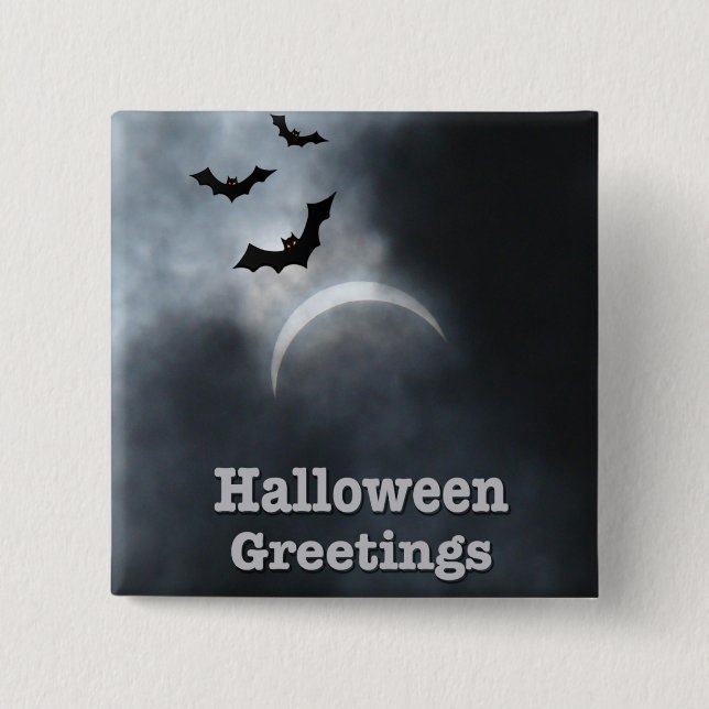 Bóton Quadrado 5.08cm Spooky Halloween Eclipse Greetings (Frente)