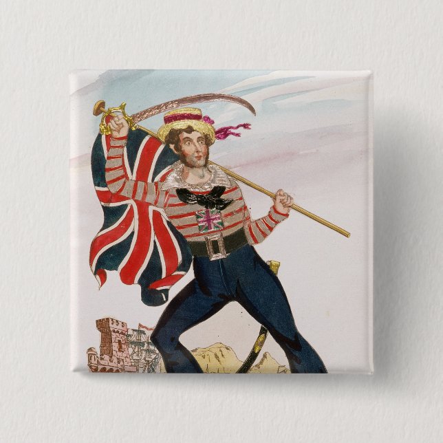 Bóton Quadrado 5.08cm Sr. E.F. Saville como 'Union Jack (Frente)