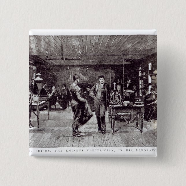 Bóton Quadrado 5.08cm Sr. Edison, eletricista eminente (Frente)