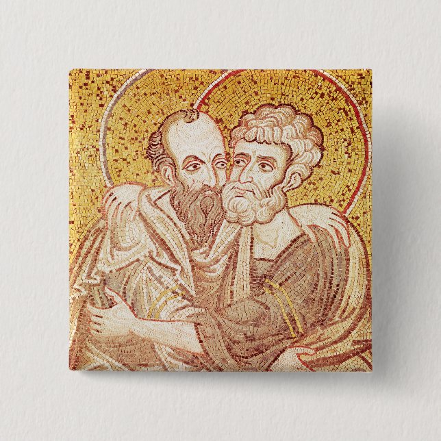 Bóton Quadrado 5.08cm SS. Abraço de Peter e de Paul (Frente)