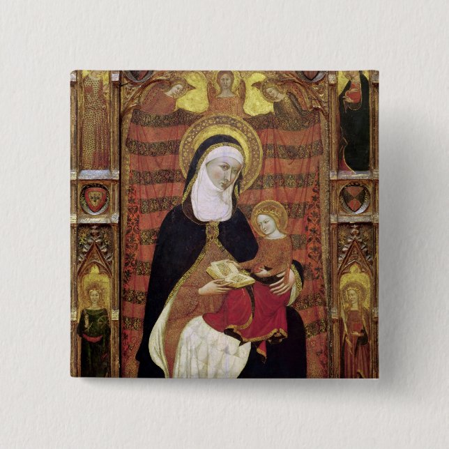 Bóton Quadrado 5.08cm St Anne e o Virgin (Frente)