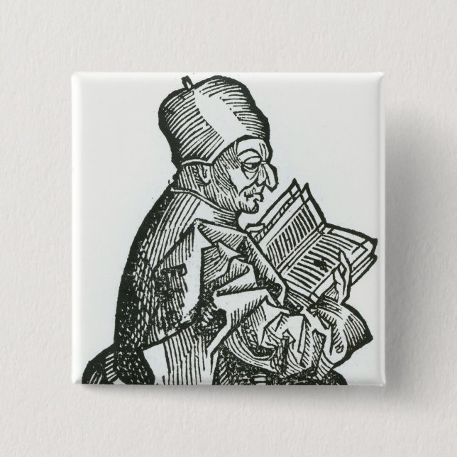 Bóton Quadrado 5.08cm St. Bede 'de Liber Chronicarum (Frente)