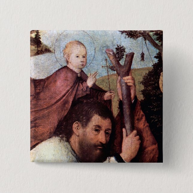 Bóton Quadrado 5.08cm St Christopher, detalha o botão 2 (Frente)