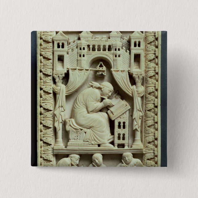 Bóton Quadrado 5.08cm St Gregory escrevendo com escreventes abaixo (Frente)