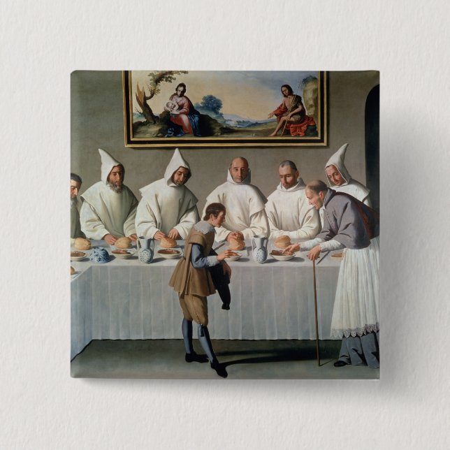 Bóton Quadrado 5.08cm St. Hugh de Cluny (1024-1109) no Refectory de (Frente)