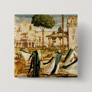 Bóton Quadrado 5.08cm St Jerome e leão no monastério, 1501-09