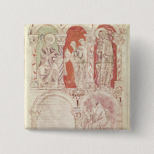 Bóton Quadrado 5.08cm St John Cassian escrevendo e oferecimento das