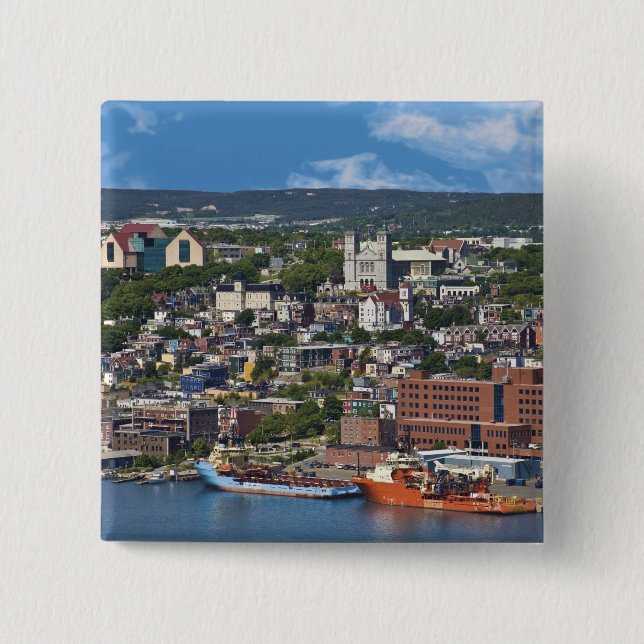 Bóton Quadrado 5.08cm St. John's, Terra Nova e Labrador, Canadá, a costa (Frente)