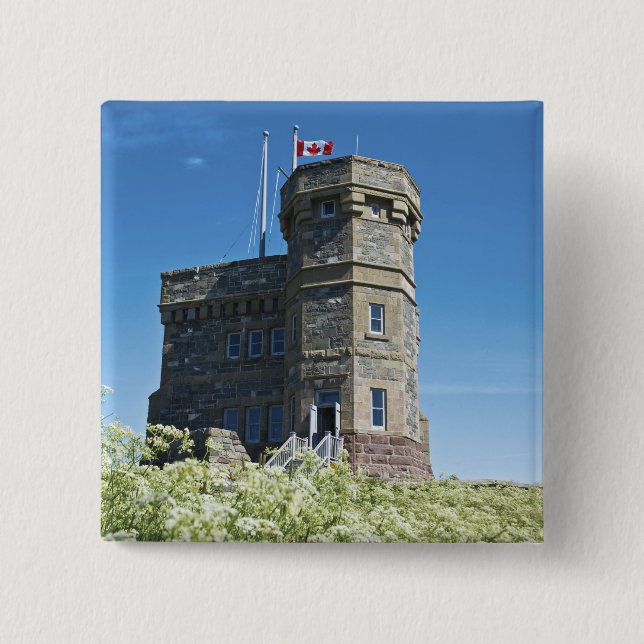 Bóton Quadrado 5.08cm St. John's, Terra Nova e Labrador, Canadá, Cabot T (Frente)