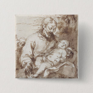 Bóton Quadrado 5.08cm St Joseph com a criança de sono do cristo (caneta