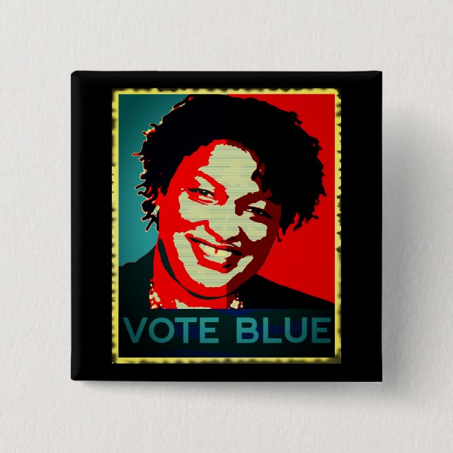Bóton Quadrado 5.08cm Stacey Abrams Vote Blue, Governador da Geórgia em  (Frente)