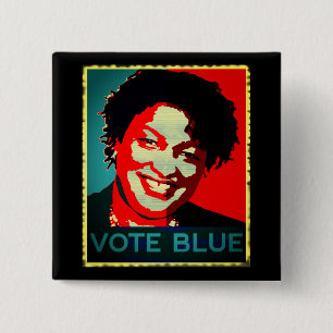 Bóton Quadrado 5.08cm Stacey Abrams Vote Blue, Governador da Geórgia em
