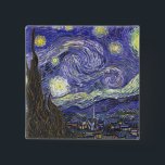 Bóton Quadrado 5.08cm Starry Night por Van Gogh<br><div class="desc">Starry Night por Van Gogh para o amante da arte ou sonhador na sua vida.</div>