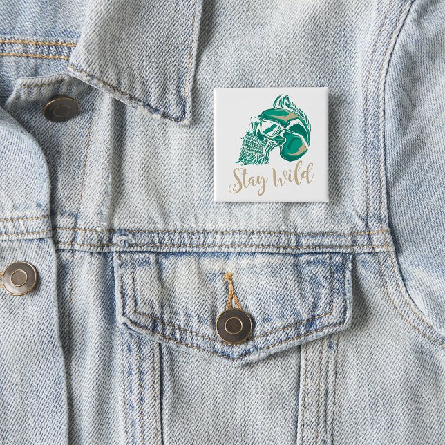 Bóton Quadrado 5.08cm Stay Wild Modern Bearded Skull (Criador carregado)