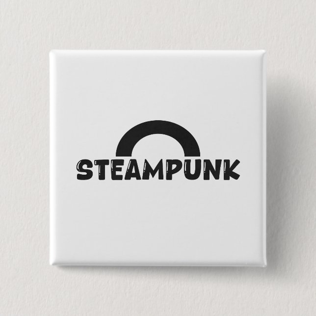 Bóton Quadrado 5.08cm Steampunk Minimalist Design Button (Frente)