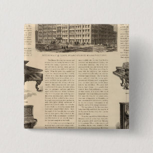 Bóton Quadrado 5.08cm Steinway e Sons, fabricantes de piano