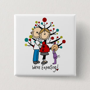 Bóton Quadrado 5.08cm Stick Figures Expectativa Parente Girl