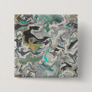 Bóton Quadrado 5.08cm Stone Marbling with Turquoise Veins 2" Square