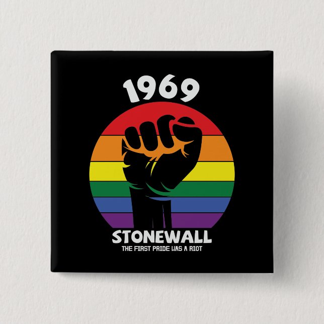 Bóton Quadrado 5.08cm Stonewall Riot Remembrance Orgulho gay (Frente)