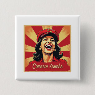 Bóton Quadrado 5.08cm Stop Kamunism Harris Walz 2024 Camrade Kamala