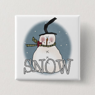 Bóton Quadrado 5.08cm Stovepipe Hat Snowman T-shirts e presentes