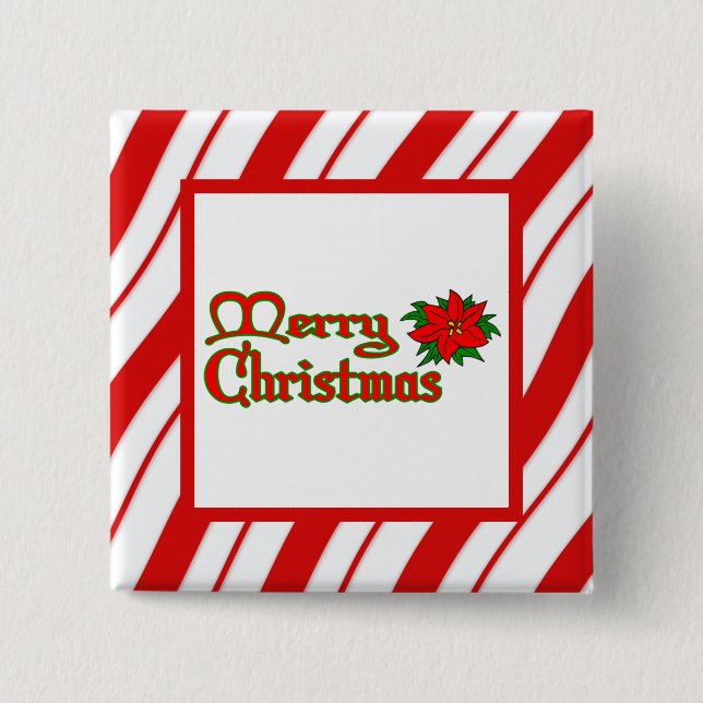 Bóton Quadrado 5.08cm Stripes de menta-pimenta (Frente)