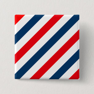 Bóton Quadrado 5.08cm Stripes Diagonais Tricolor (azul, branco e vermelh