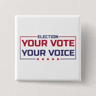 Bóton Quadrado 5.08cm Sua fonte colorida Vote Sua Voz