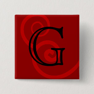 Bóton Quadrado 5.08cm Sua letra. Monograma vermelho feito sob encomenda