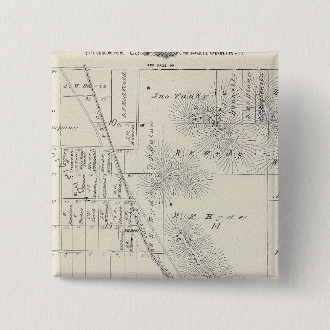 Bóton Quadrado 5.08cm Subdivisões de Pioneer Land Co (Frente)