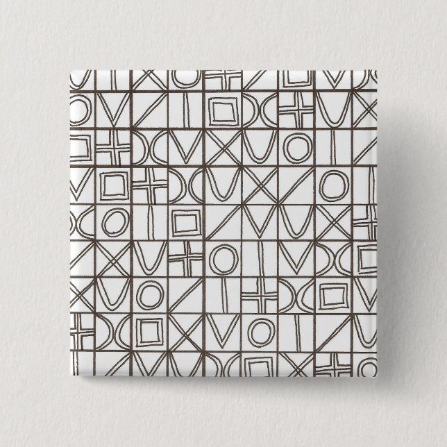 Bóton Quadrado 5.08cm Sudoku Two-Black And White Abstract Art (Frente)