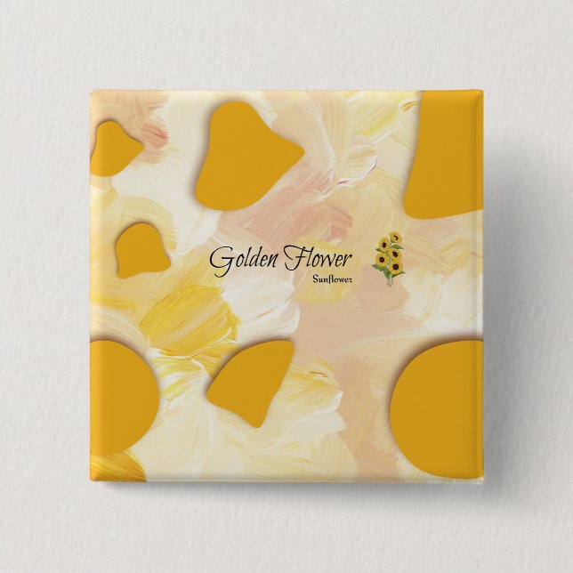 Bóton Quadrado 5.08cm sunflower button  (Frente)