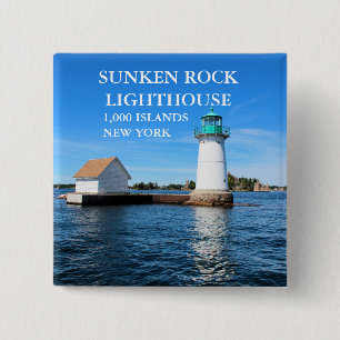 Bóton Quadrado 5.08cm Sunken Rock Lighthouse, Nova York