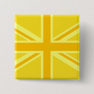 Bóton Quadrado 5.08cm Sunny Yellow Union Jack British Flag Decor