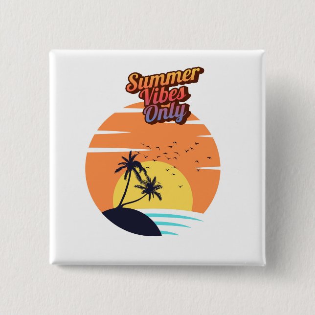 Bóton Quadrado 5.08cm Sunset de verão (Frente)