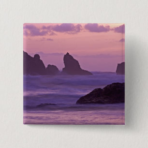 Bóton Quadrado 5.08cm Sunset em Bandon Beach Sea Stacks.