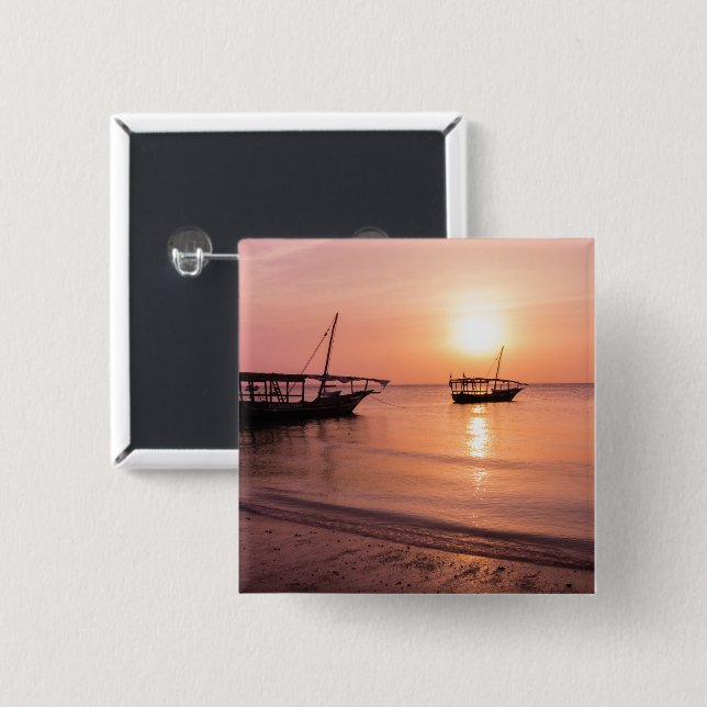 Bóton Quadrado 5.08cm Sunset em Zanzibar (Frente & Verso)