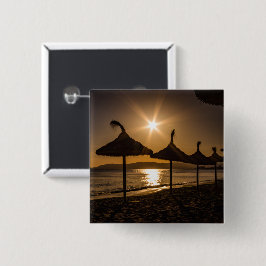Bóton Quadrado 5.08cm Sunset na praia, Maiorca, Espanha