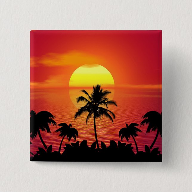 Bóton Quadrado 5.08cm Sunset tropical (Frente)