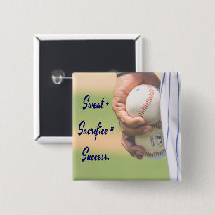 Bóton Quadrado 5.08cm Suor mais Sacrifício é igual ao sucesso BASEBALL
