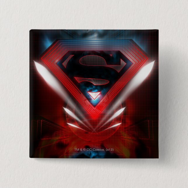 Bóton Quadrado 5.08cm Superman Stylized | Futuristic Logo (Frente)