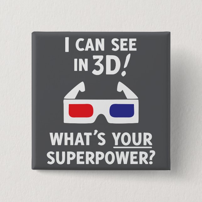 Bóton Quadrado 5.08cm superpotência 3D (Frente)