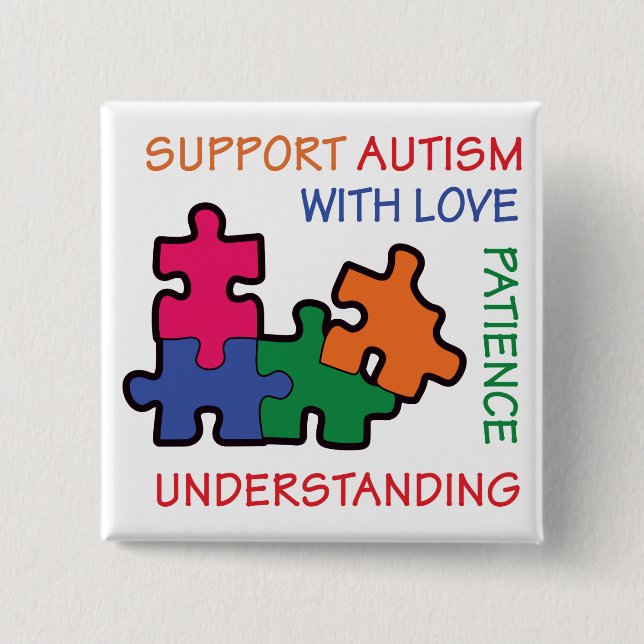 Bóton Quadrado 5.08cm Suporte a Autismo (Frente)