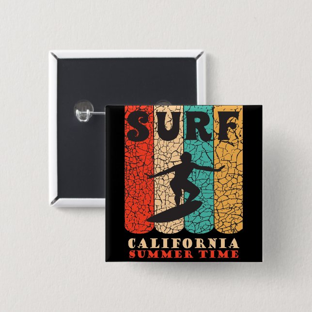 Bóton Quadrado 5.08cm Surf California (Frente & Verso)