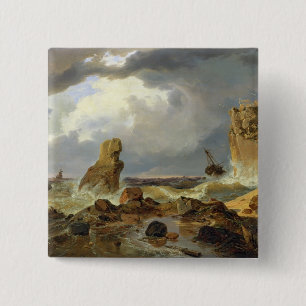 Bóton Quadrado 5.08cm Surf em uma costa rochosa, 1835