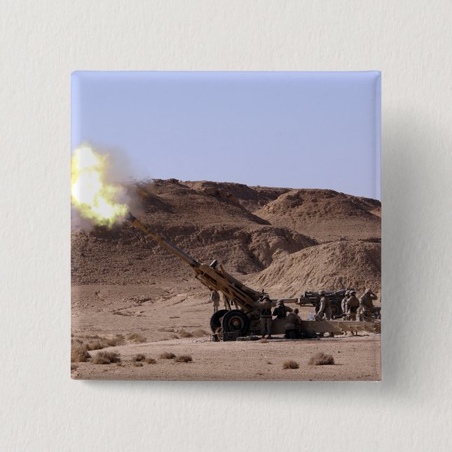 Bóton Quadrado 5.08cm Surgem chamas e fumos do focinho (Frente)