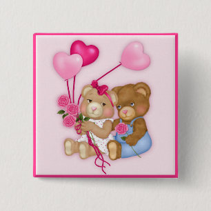Bóton Quadrado 5.08cm Swetheart Bears