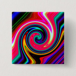 Bóton Quadrado 5.08cm Swirl Retro Neon Red